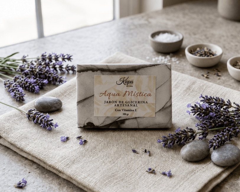 Jabón artesanal Aqua Mística y vitamina E - Kapa Natural
