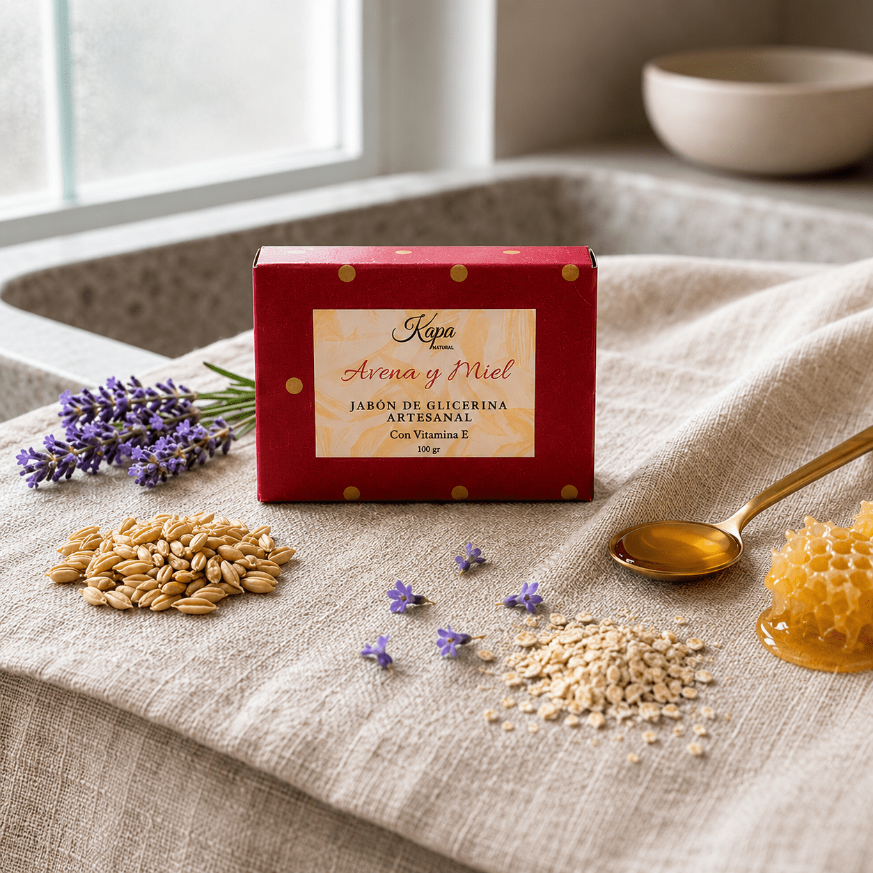 Jabón artesanal avena, miel y vitamina E - Kapa Natural