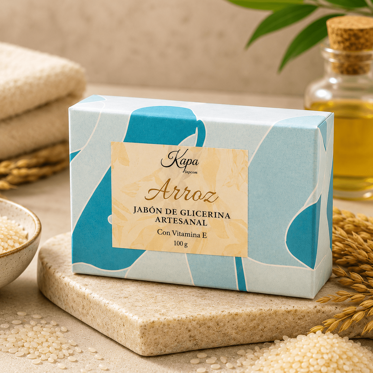 Jabón artesanal de arroz y vitamina E - Kapa Natural