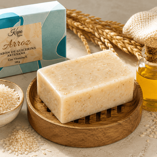 Jabón artesanal de arroz y vitamina E - Kapa Natural