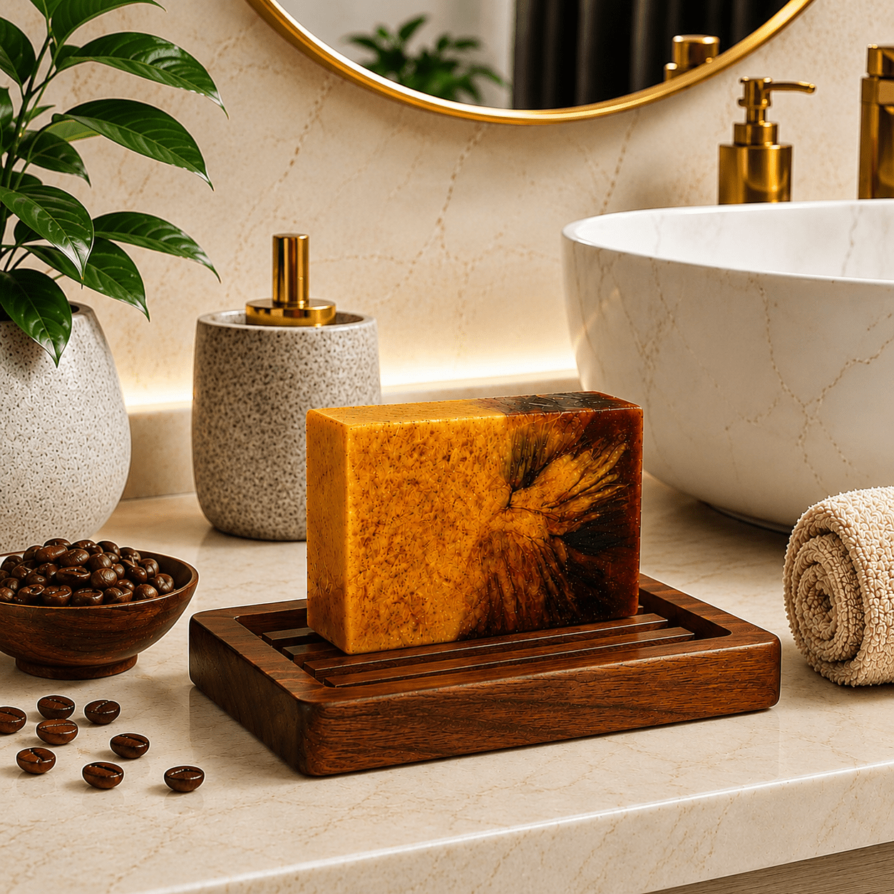 Jabon artesanal de Café, Curcuma y Vitamina E - Kapa Natural