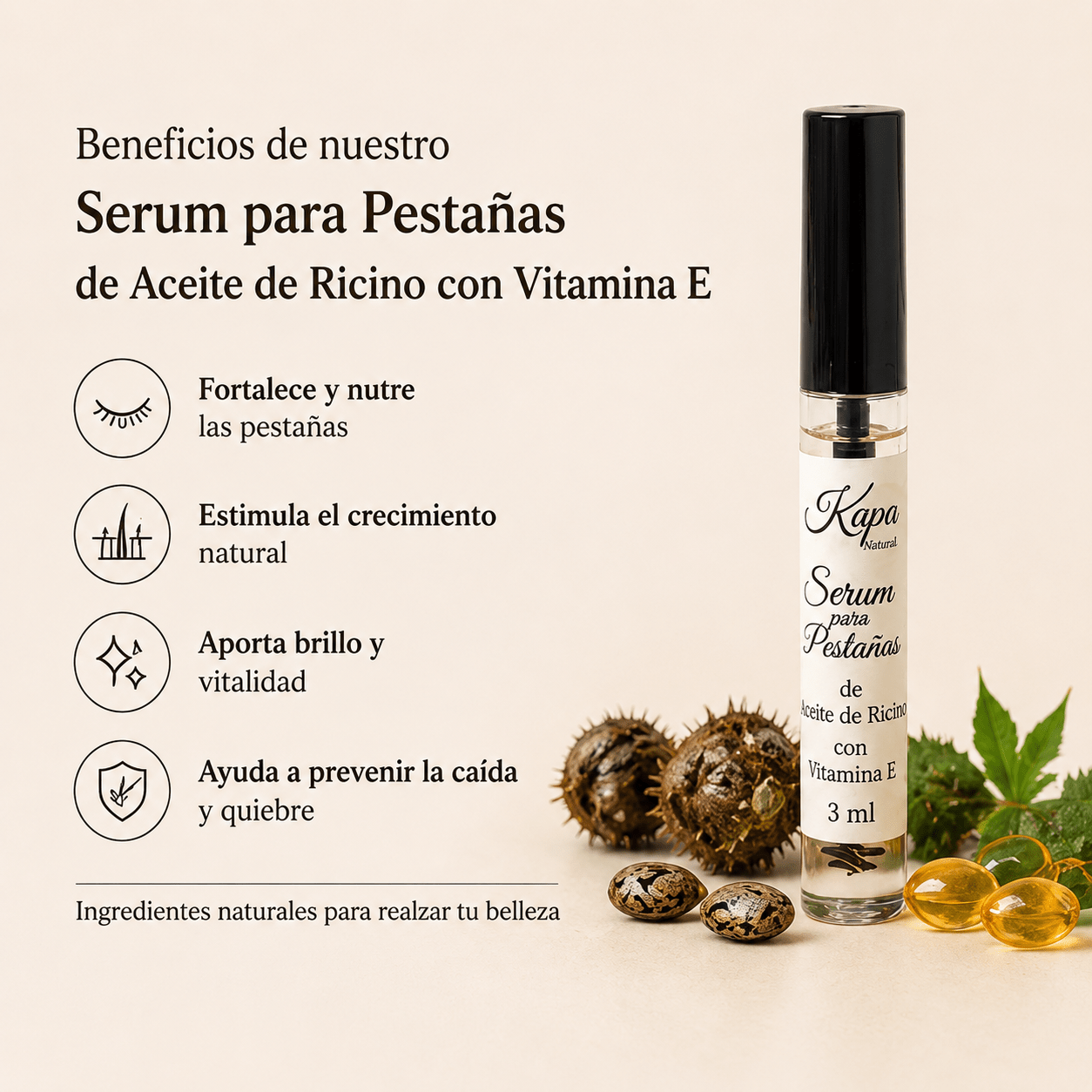 Serum de Pestañas con aceite de Ricino - Kapa Natural